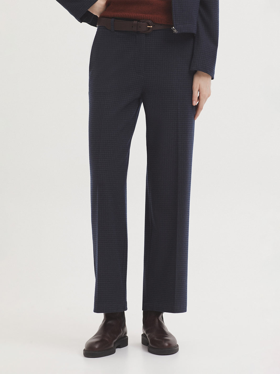 Nice Things - Window checked pants - Navy