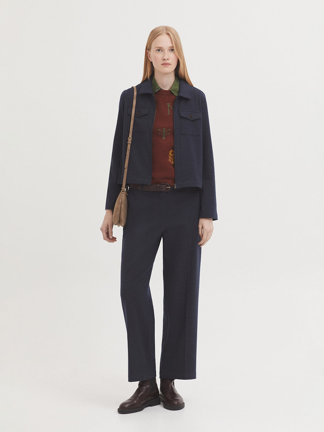 Nice Things - Window checked pants - Navy
