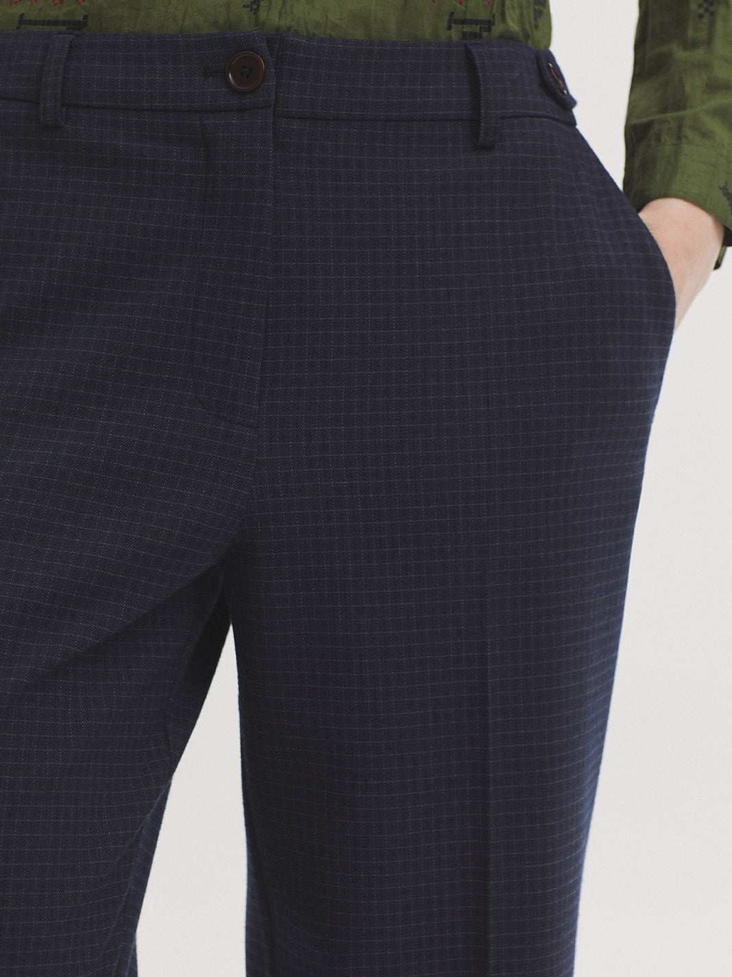Nice Things - Window checked pants - Navy