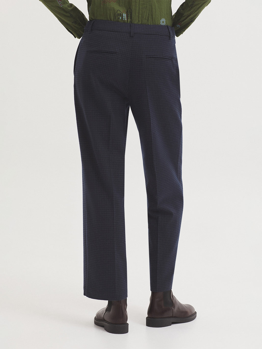 Nice Things - Window checked pants - Navy