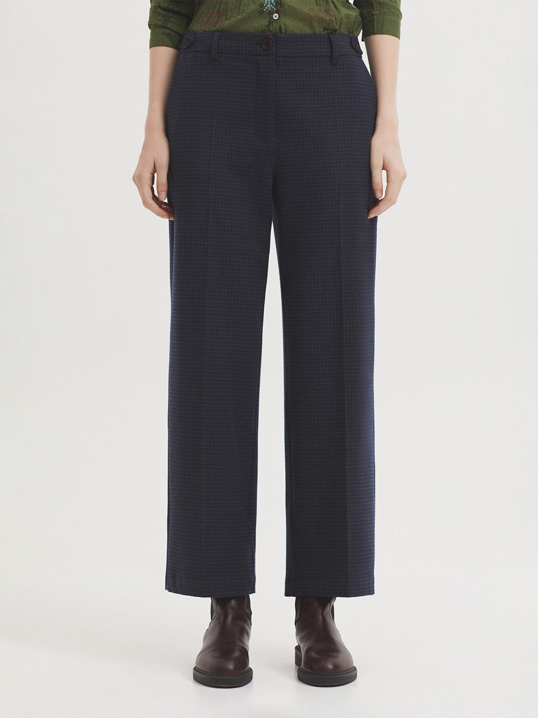 Nice Things - Window checked pants - Navy