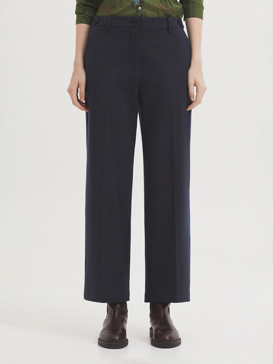 Nice Things - Window checked pants - Navy