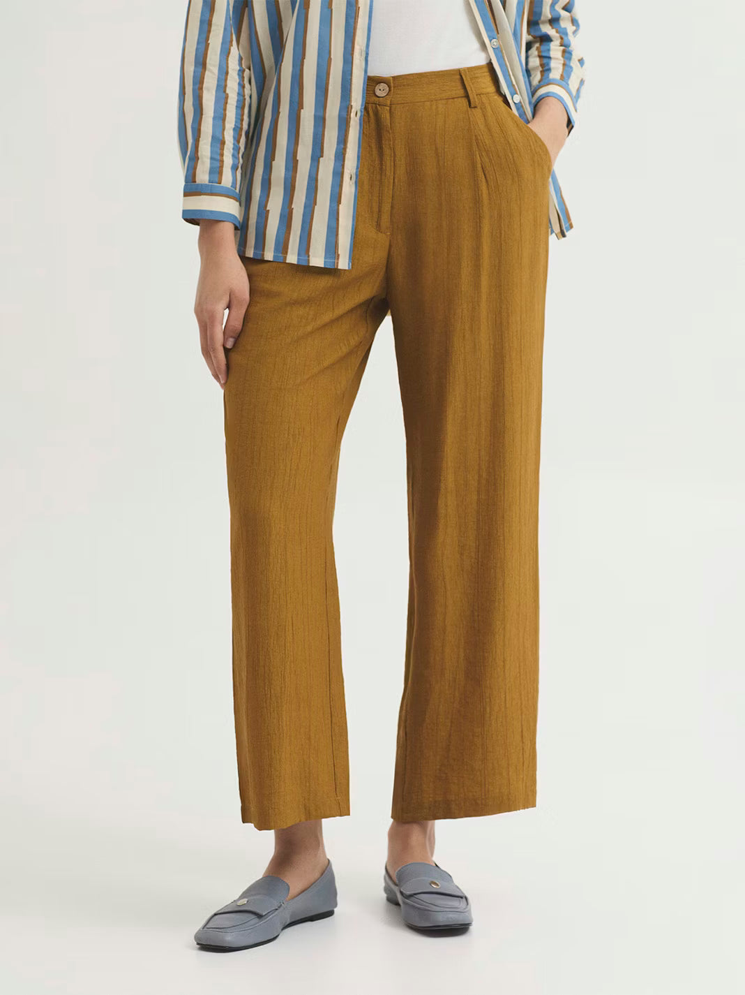 Nice Things - Viscose pants oker
