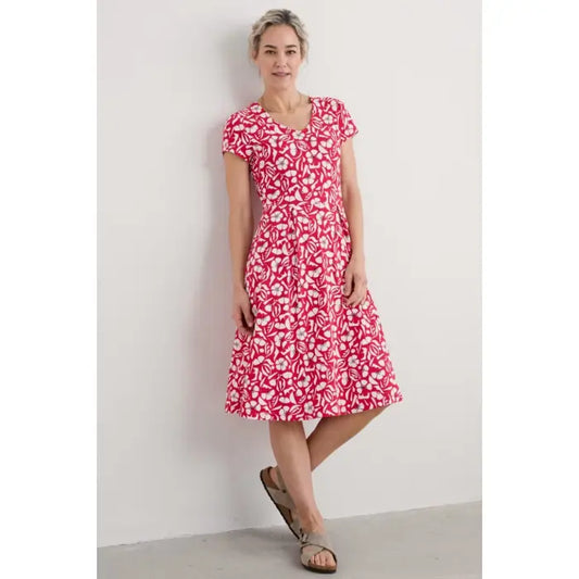 Seasalt - Pier view dress - Collaged floral scarlet chalk
