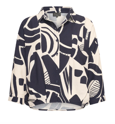 Zilch - Blouse Short - Navy Pattern