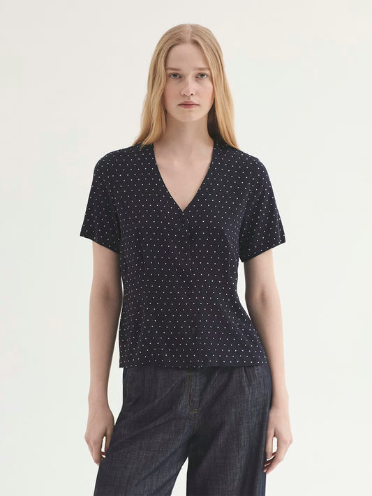 Nice Things - ''Small dots print'' top - Navy