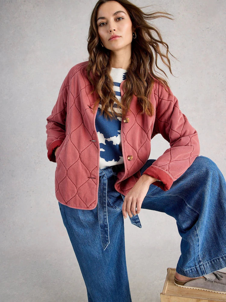 White Sutff - Pink Anya Jersey Quilted Jacket