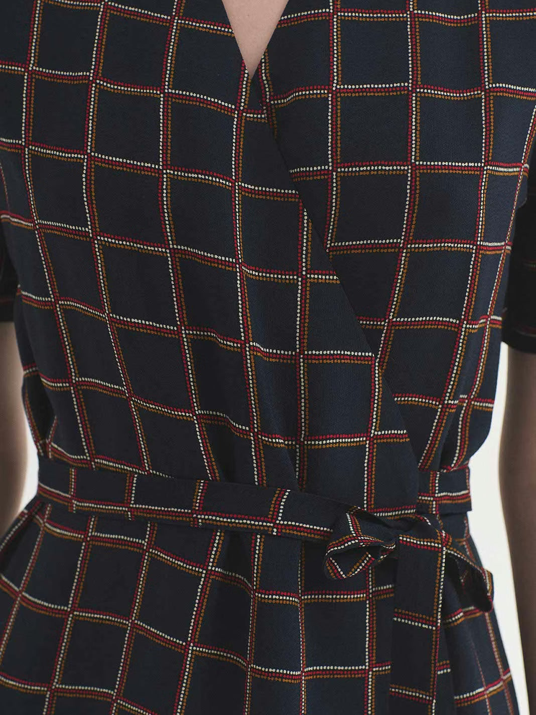 Nice Things - ''Dotted checks print'' dress - Navy