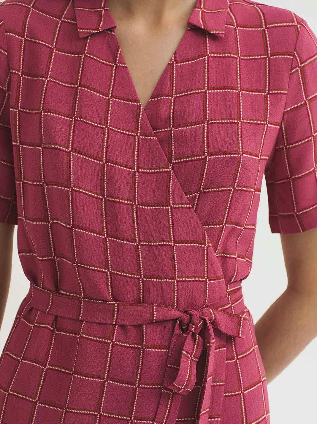 Nice Things - ''Dotted checks print'' dress - Intense pink