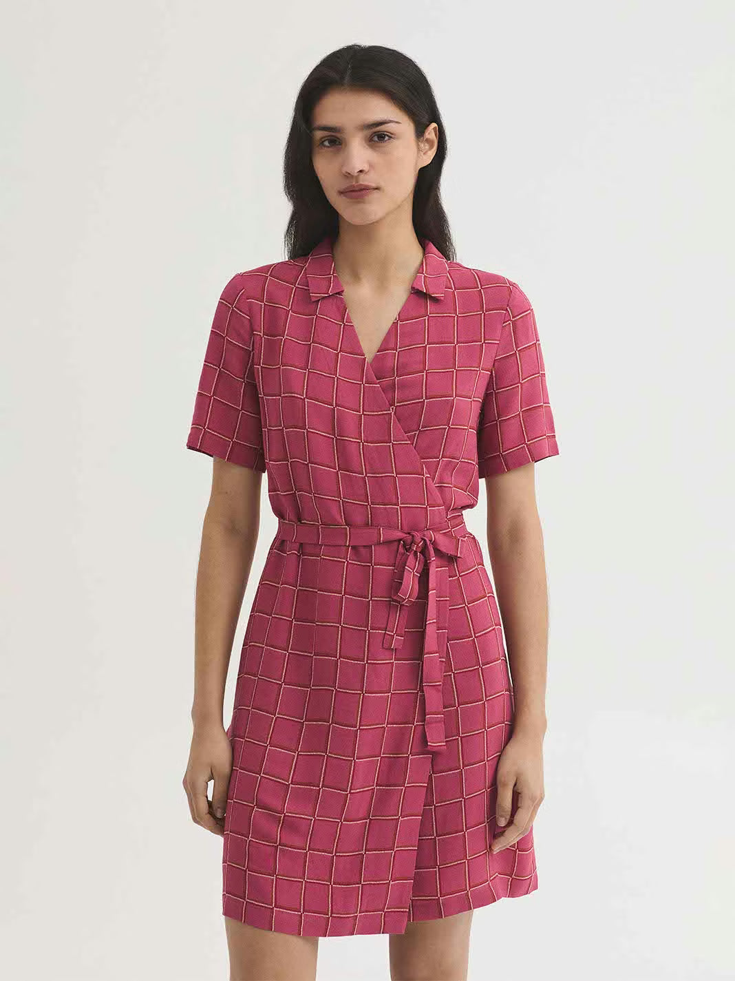 Nice Things - ''Dotted checks print'' dress - Intense pink