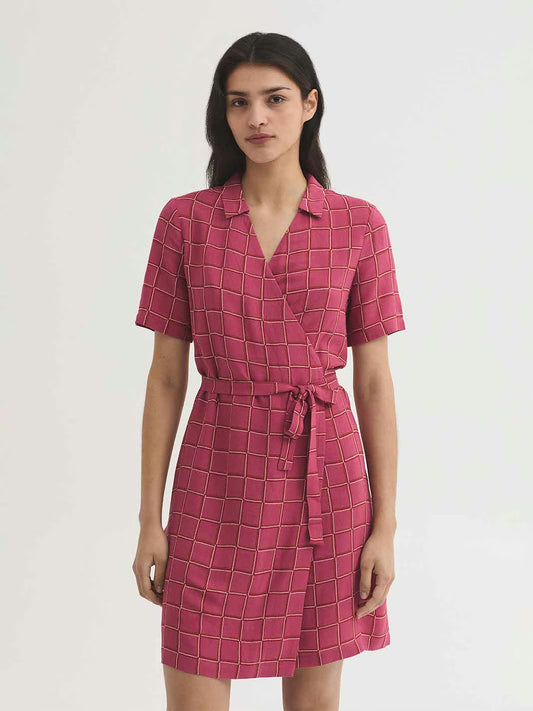 Nice Things - ''Dotted checks print'' dress - Intense pink