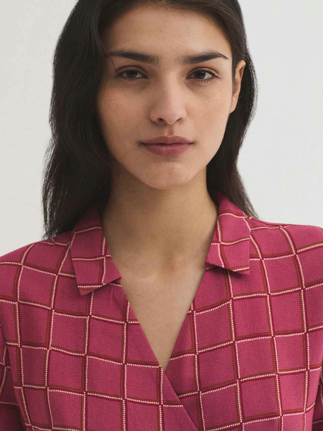 Nice Things - ''Dotted checks print'' dress - Intense pink