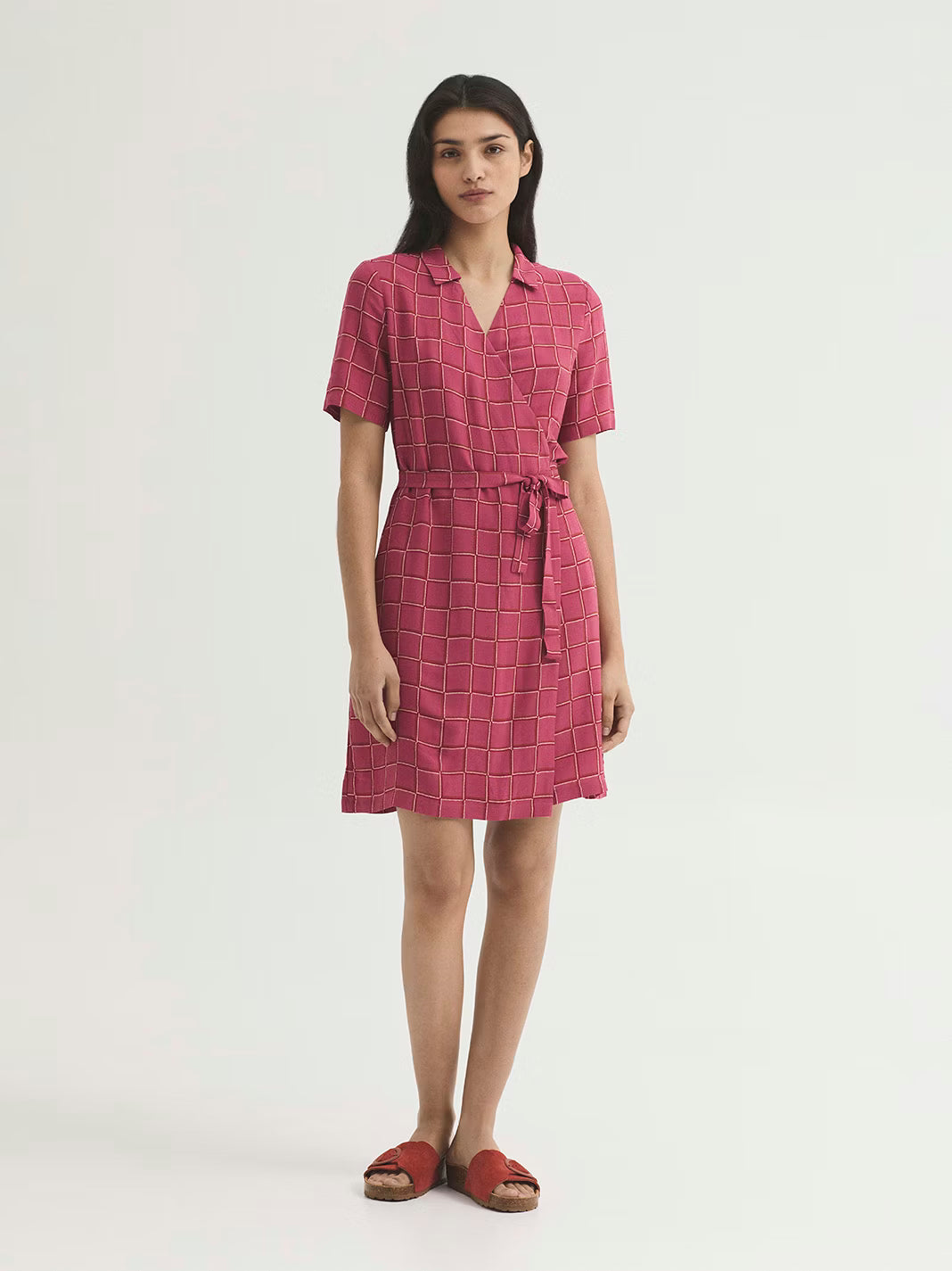 Nice Things - ''Dotted checks print'' dress - Intense pink
