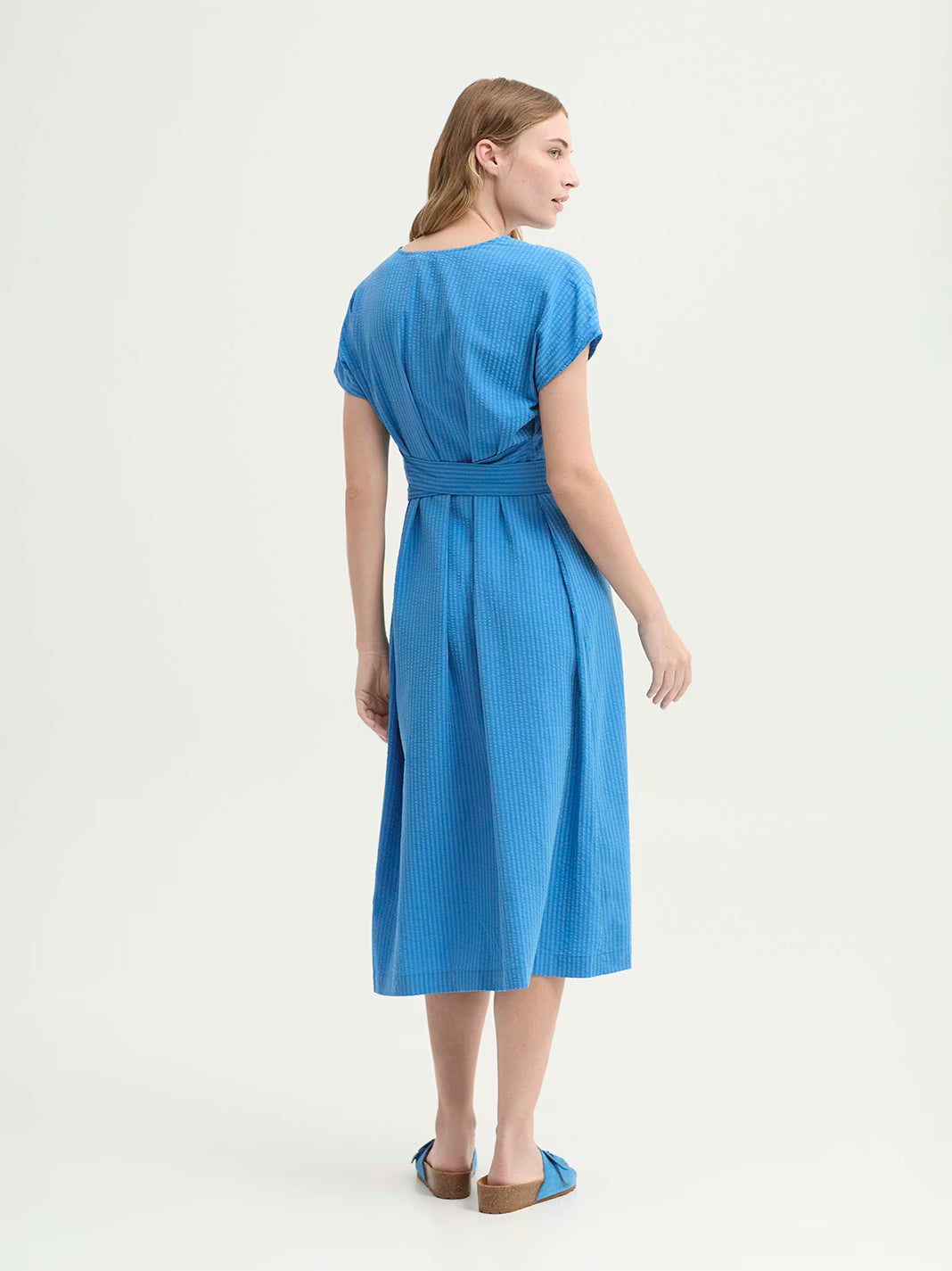 Nice Things - Seersucker Tencel dress - Medium blue