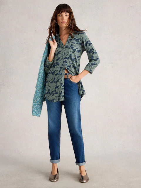 White Stuff - Annie Longline jersey tunic - Green multi