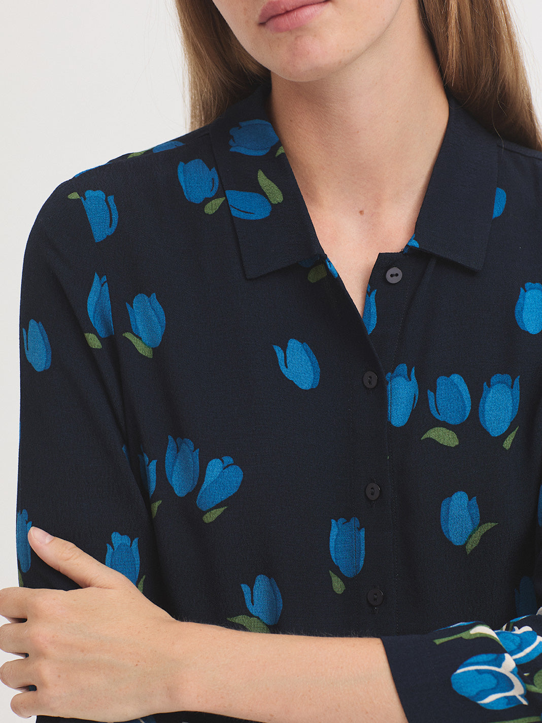 Nice Things - Tulips Pannaeu shirt - Navy