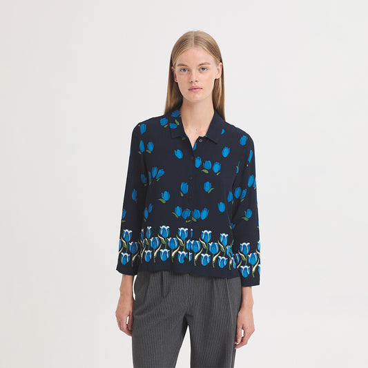 Nice Things - Tulips Pannaeu shirt - Navy