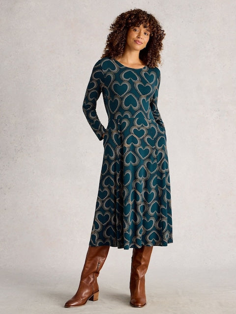 White Stuff - Madeline Jersey Dress - Teal multi