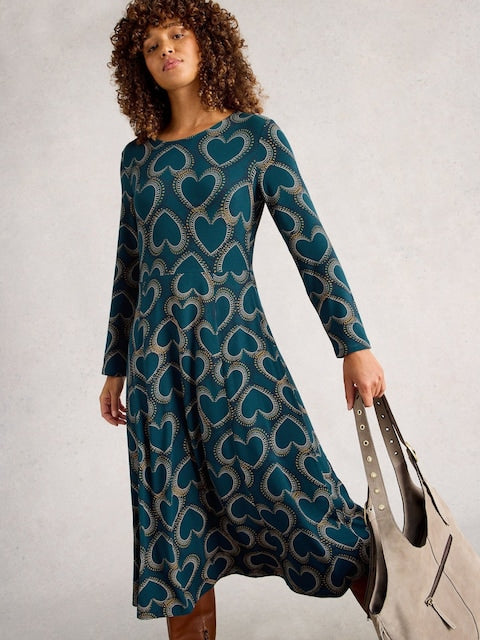 White Stuff - Madeline Jersey Dress - Teal multi