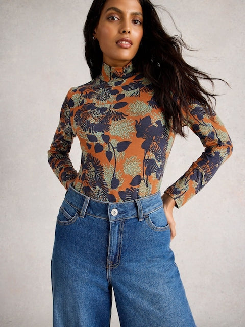 White Stuff - Camille High Neck Top - Orange multi