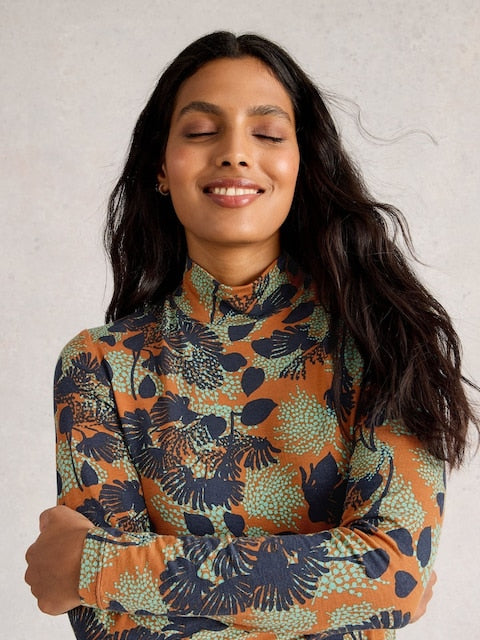 White Stuff - Camille High Neck Top - Orange multi