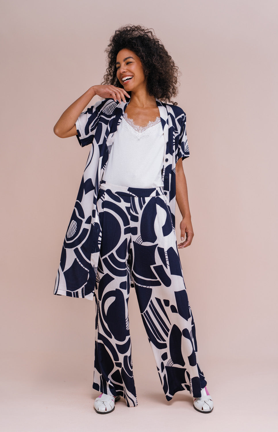 Zilch - Pants Wide - Pattern Navy