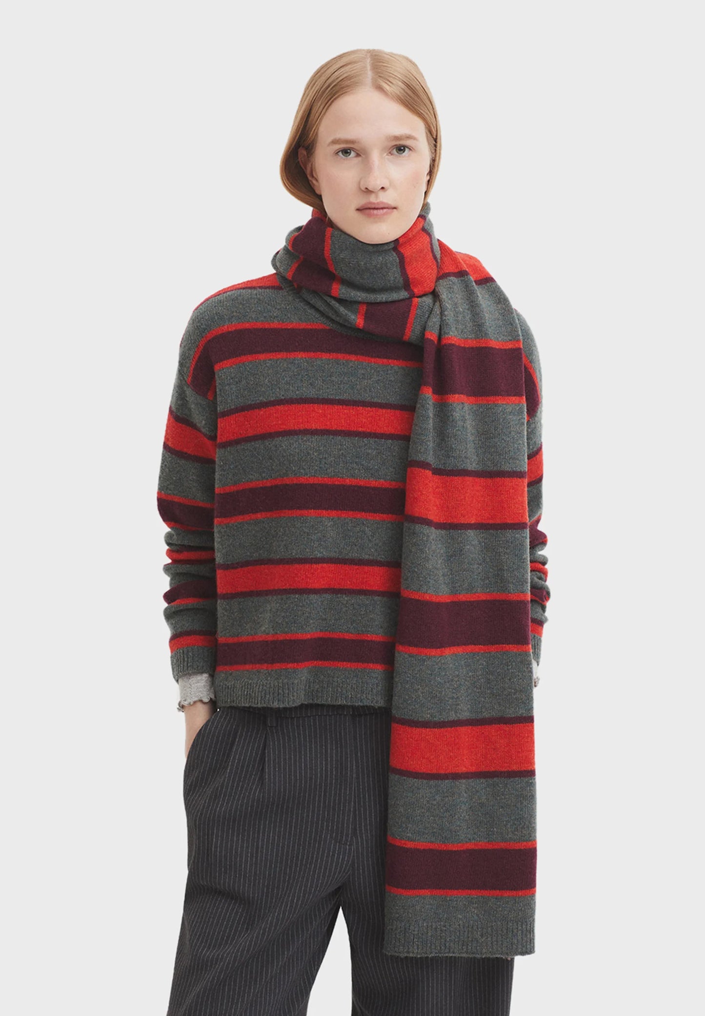 Nice Things - Striped wool sweater - Smoke green