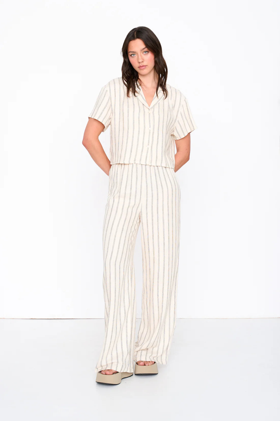 24 Colours - striped blouse - Beige