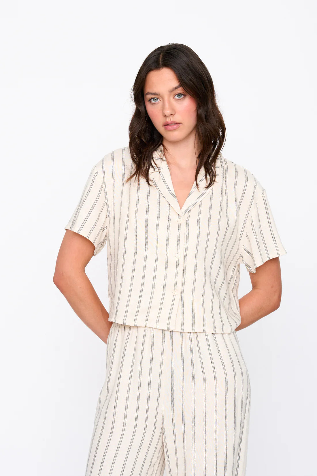 24 Colours - striped blouse - Beige