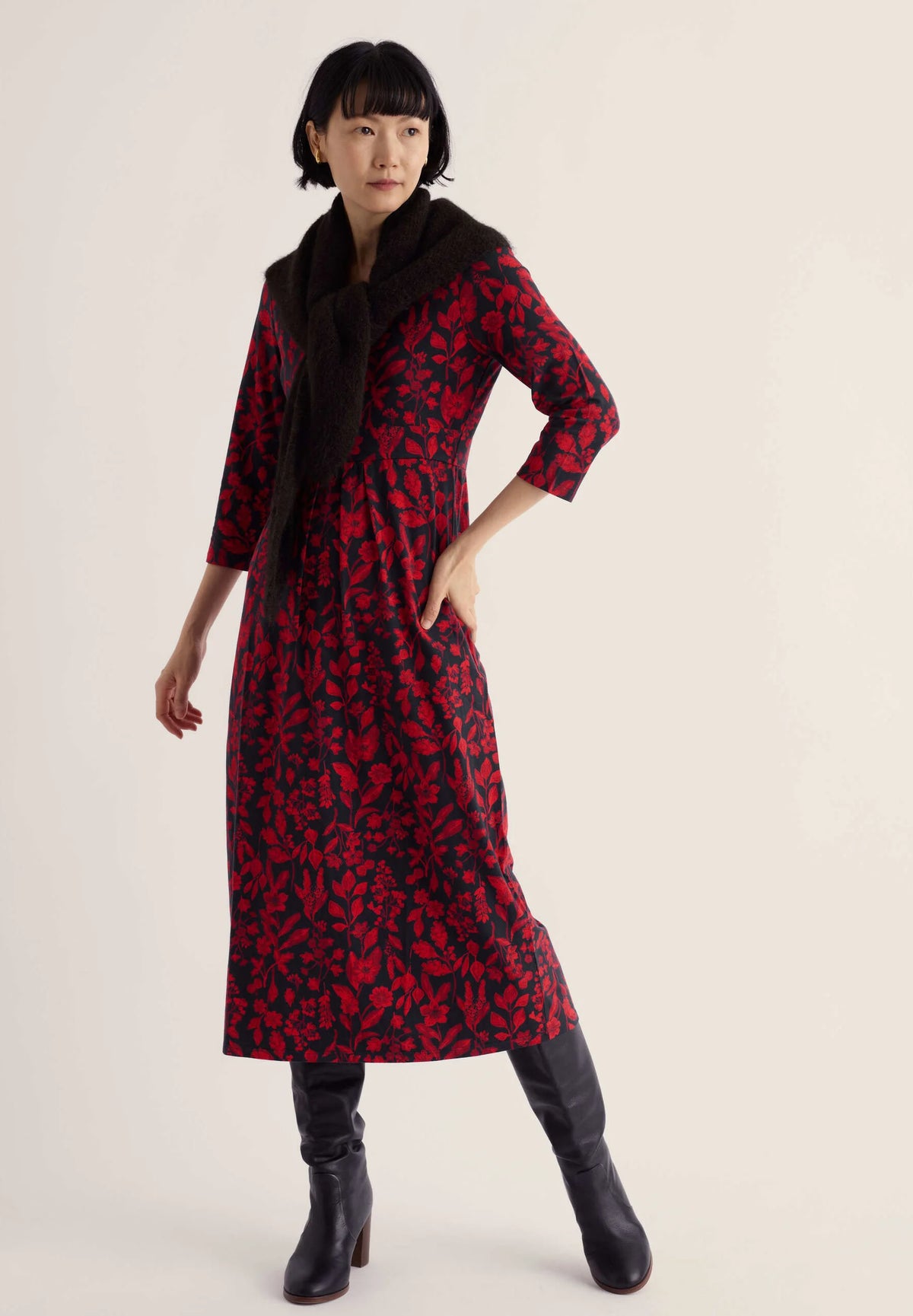Seed packed dress - Winter botanical Inkwell