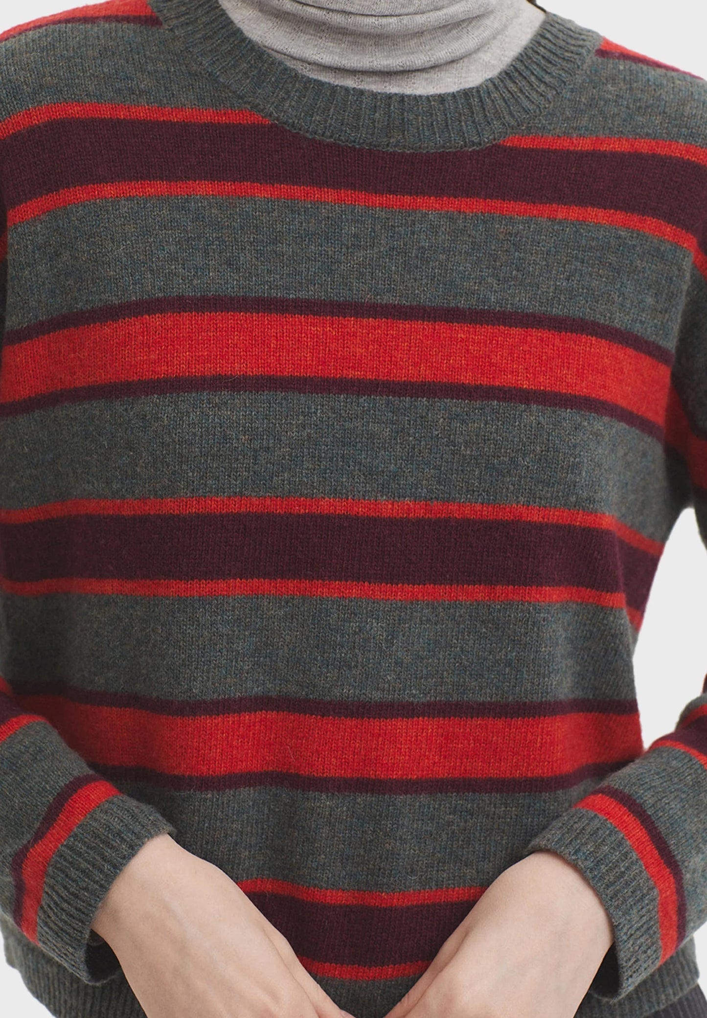 Nice Things - Striped wool sweater - Smoke green