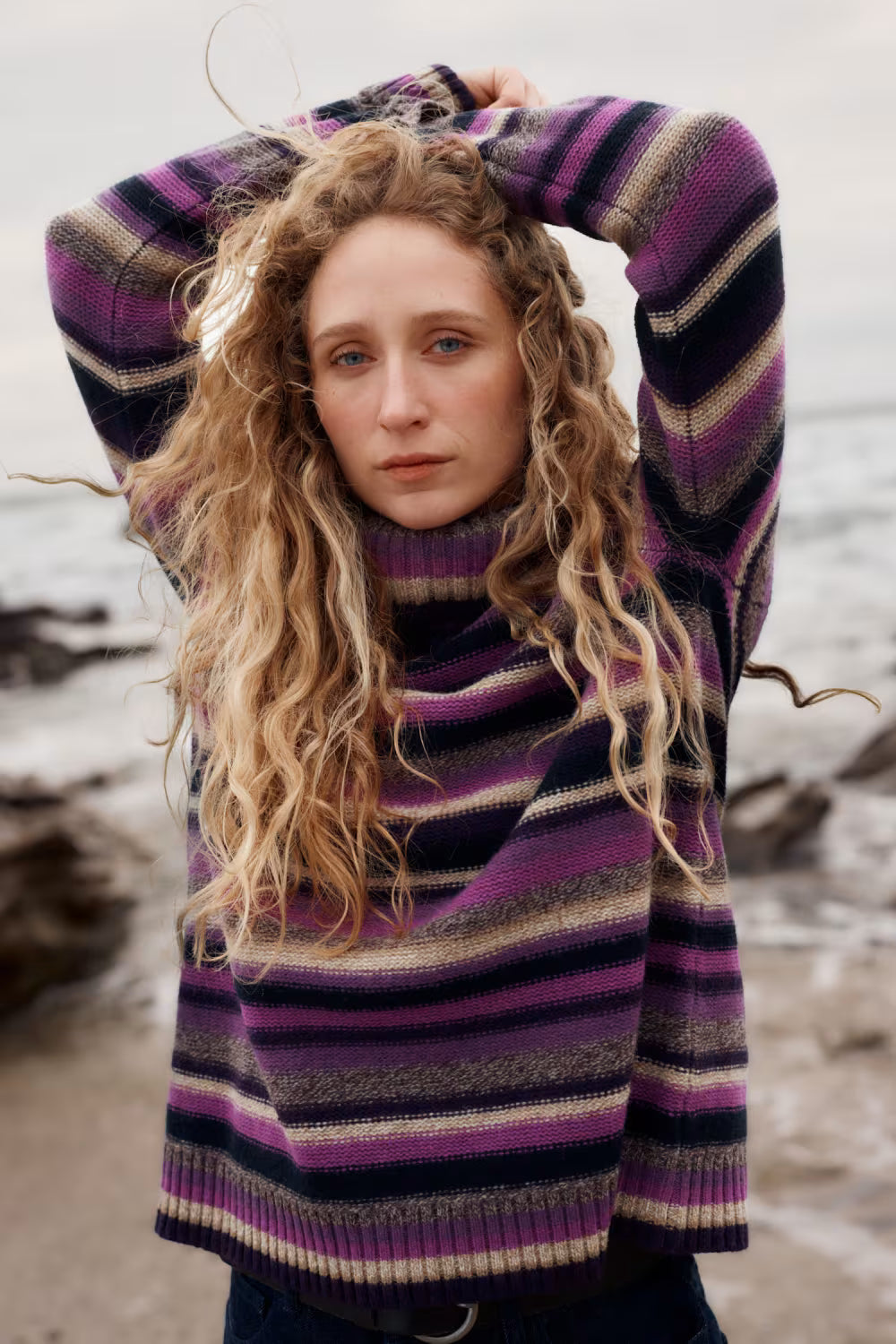 Seasalt - Braque Jumper - Concertina Purple Coral mix