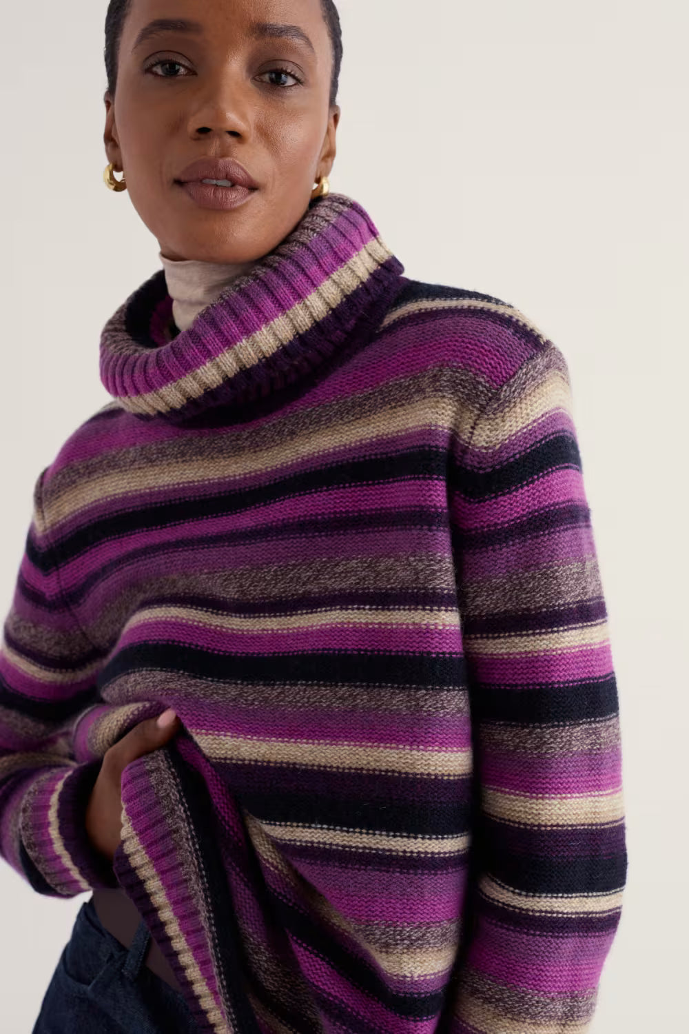 Seasalt - Braque Jumper - Concertina Purple Coral mix