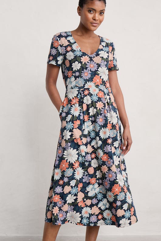 Seasalt - Helena Short Sleeve V-Neck Midi Dress