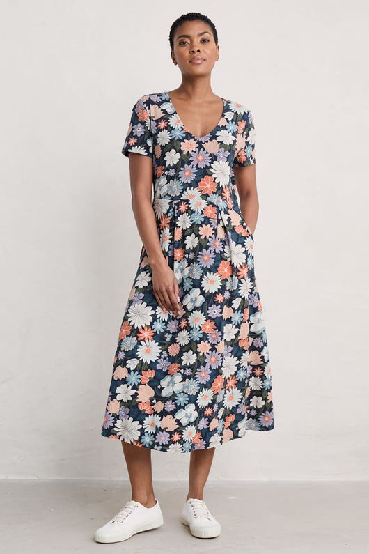 Seasalt - Helena Short Sleeve V-Neck Midi Dress