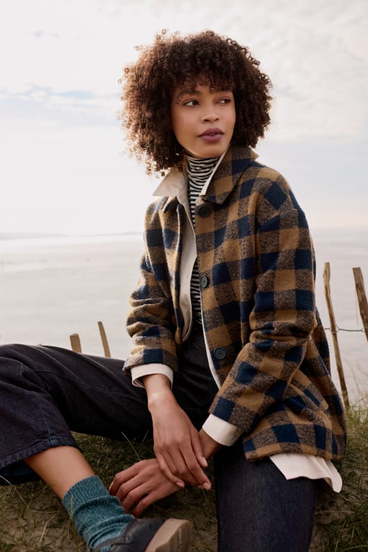 Seasalt - Beamwind Bold Check Coat - Harbour Maritime