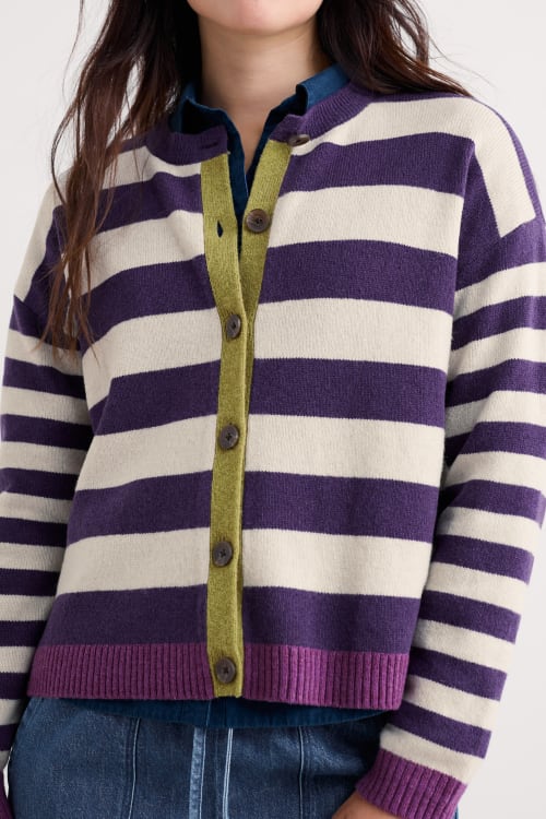 Seasalt - Pinwell Cardigan - Bright Shape Dark Violet Mix