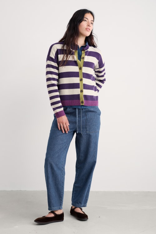 Seasalt - Pinwell Cardigan - Bright Shape Dark Violet Mix