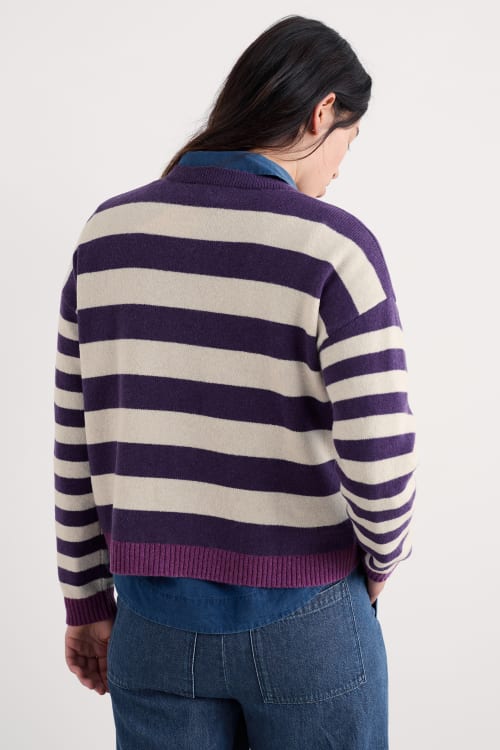 Seasalt - Pinwell Cardigan - Bright Shape Dark Violet Mix