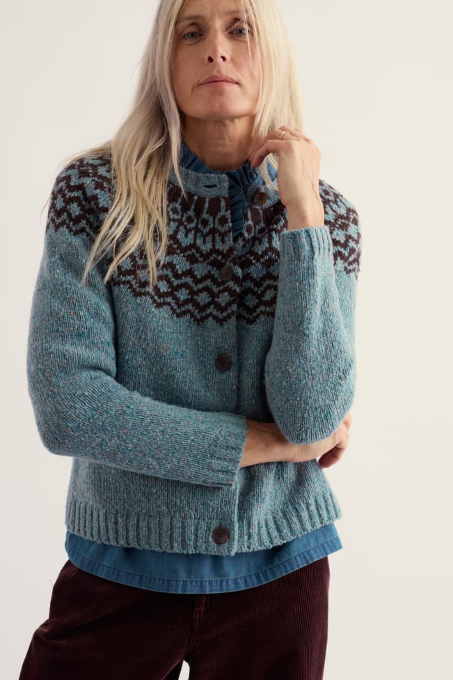Seasalt - Port Kinnis Cardigan Merino - Tail lichen seedbed