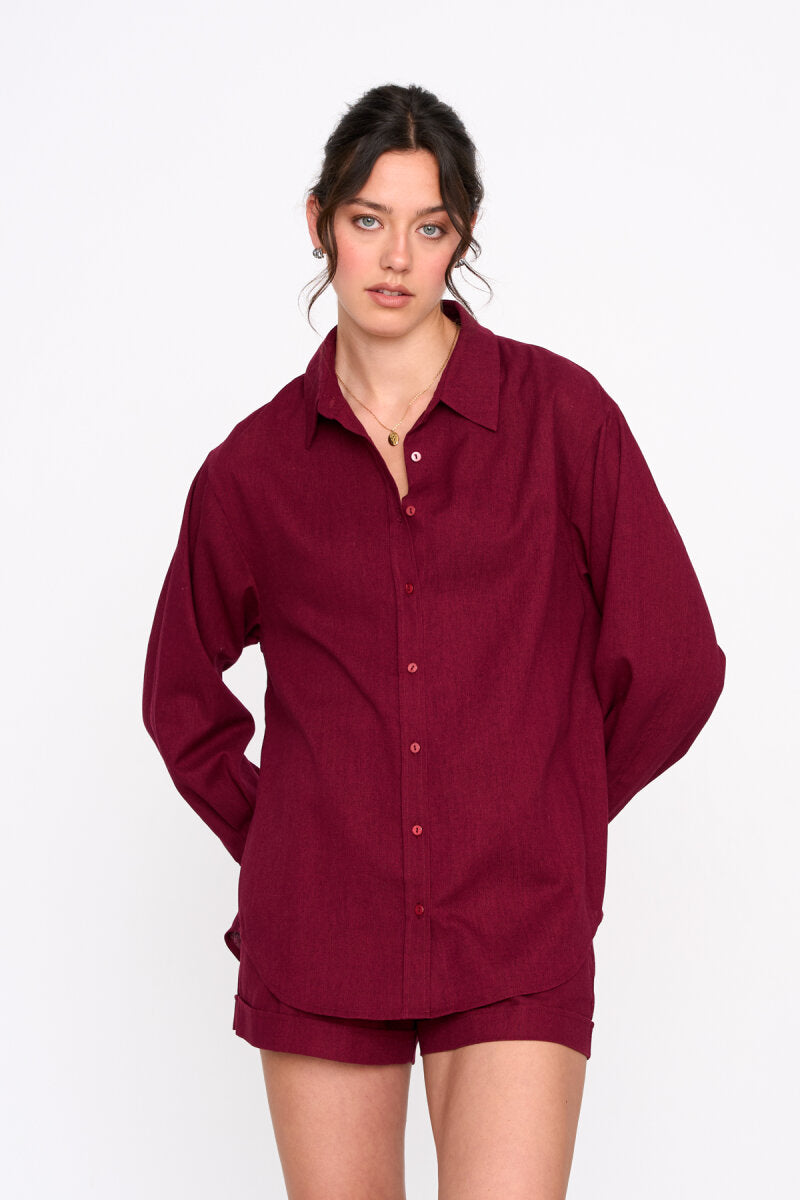 24 Colours - Blouse bordeaux - lange mouw
