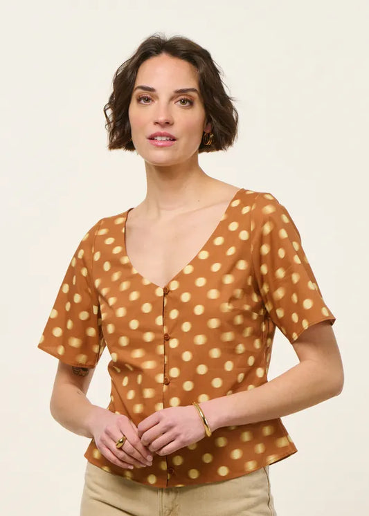 Thinking Mu - Puntets Leia blouse - Brown