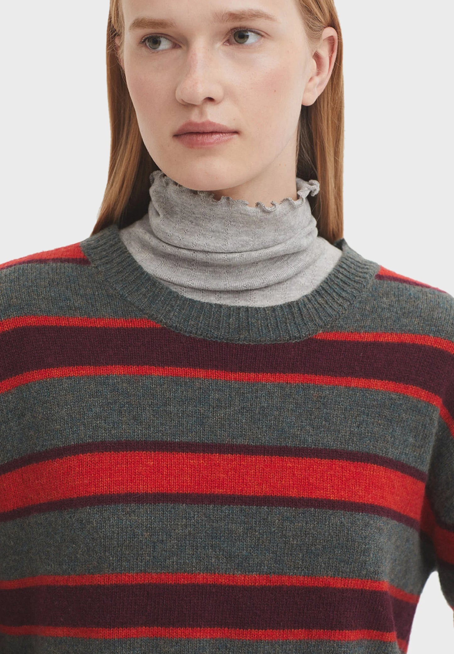 Nice Things - Striped wool sweater - Smoke green