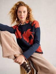 White Stuff - Olive Jumper Floral - Navy Multi