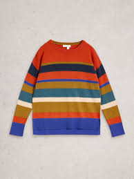 White Stuff - Olive Jumper Stitch Stripe - Red Multi
