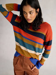 White Stuff - Olive Jumper Stitch Stripe - Red Multi