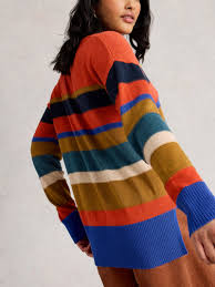 White Stuff - Olive Jumper Stitch Stripe - Red Multi