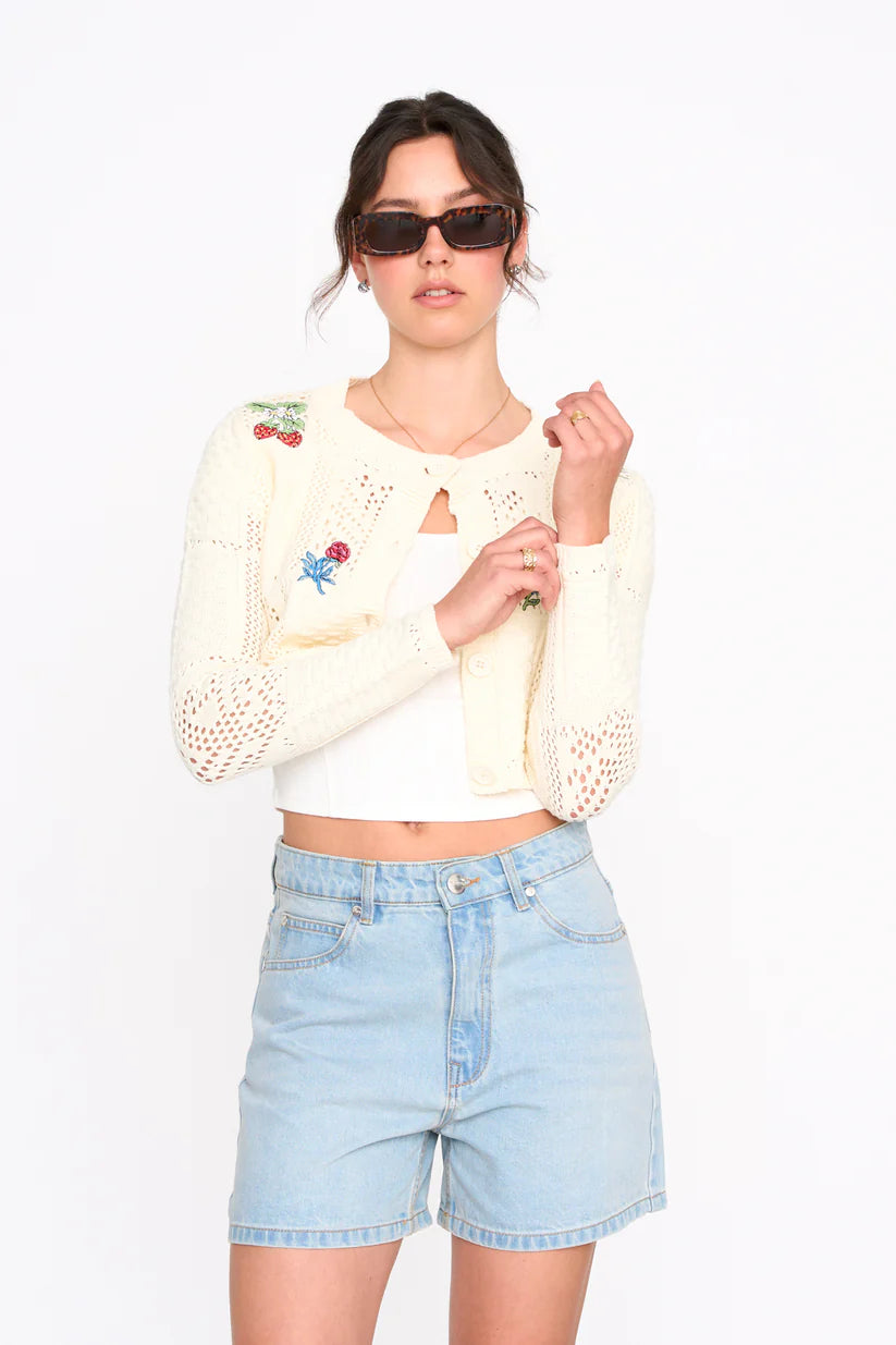 24 Colours - cardigan white - flowers