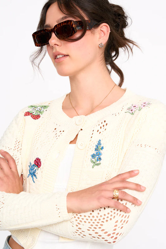 24 Colours - cardigan white - flowers