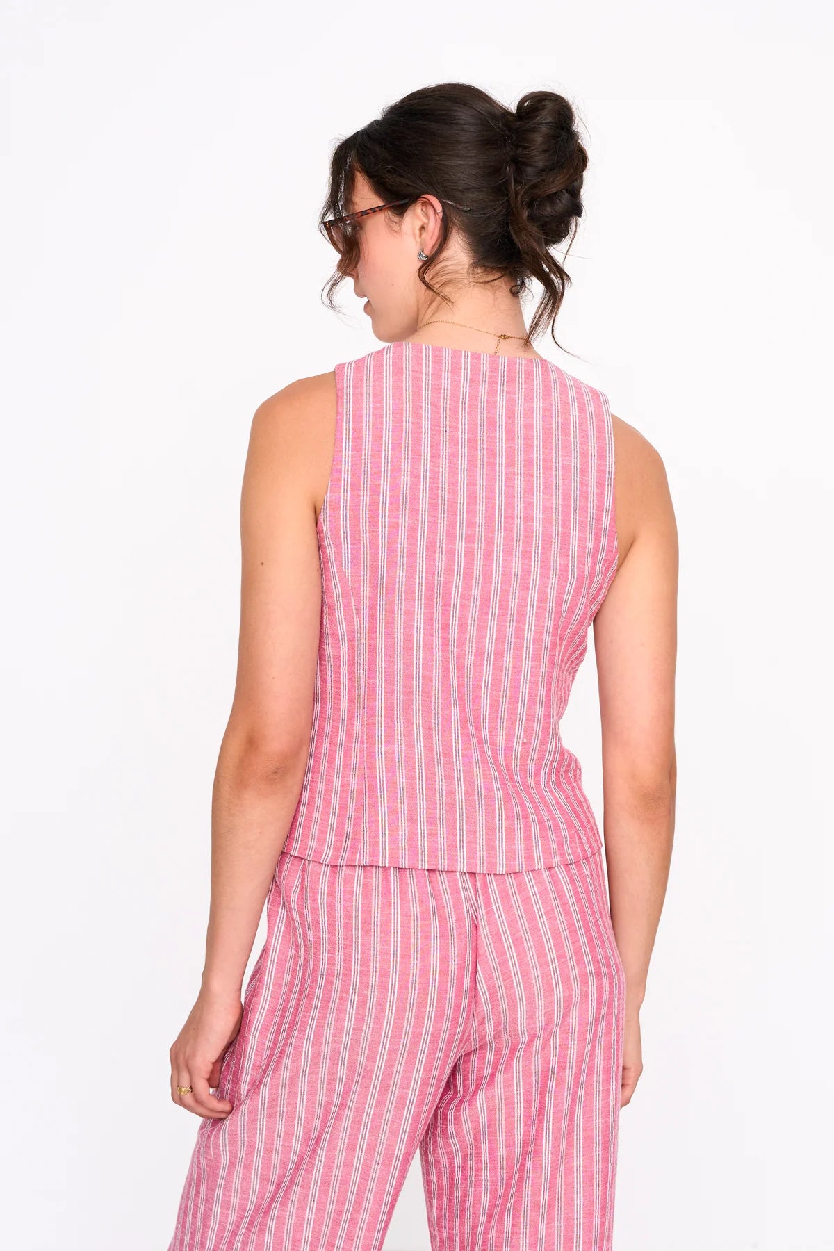 24 Colours - Gilet gestreept roze